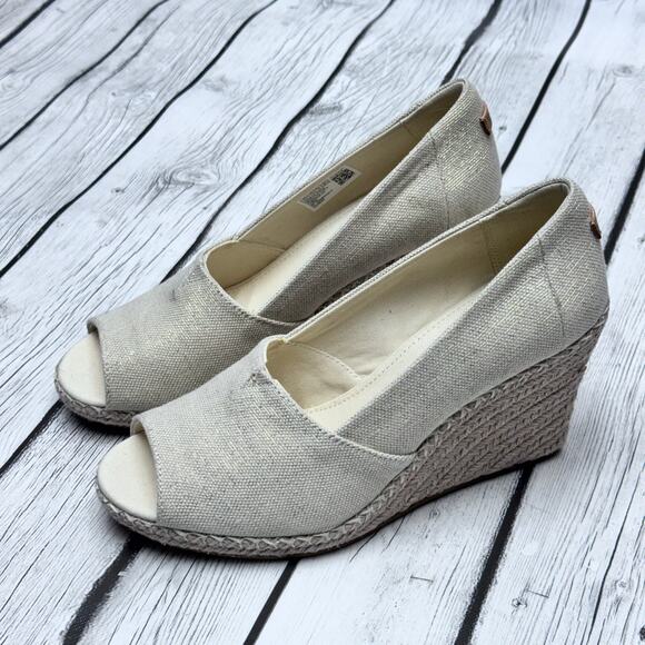 TOMS Women's Michelle Wedge Sandal, Natural Sparkle Size 9.5 - Picture 2 of 9